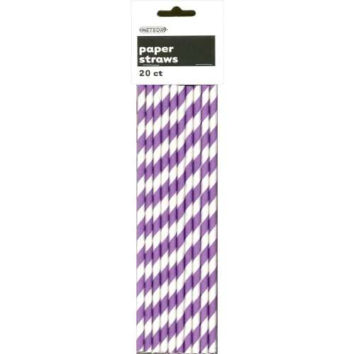 Paper Straws - Purple and White Stripes